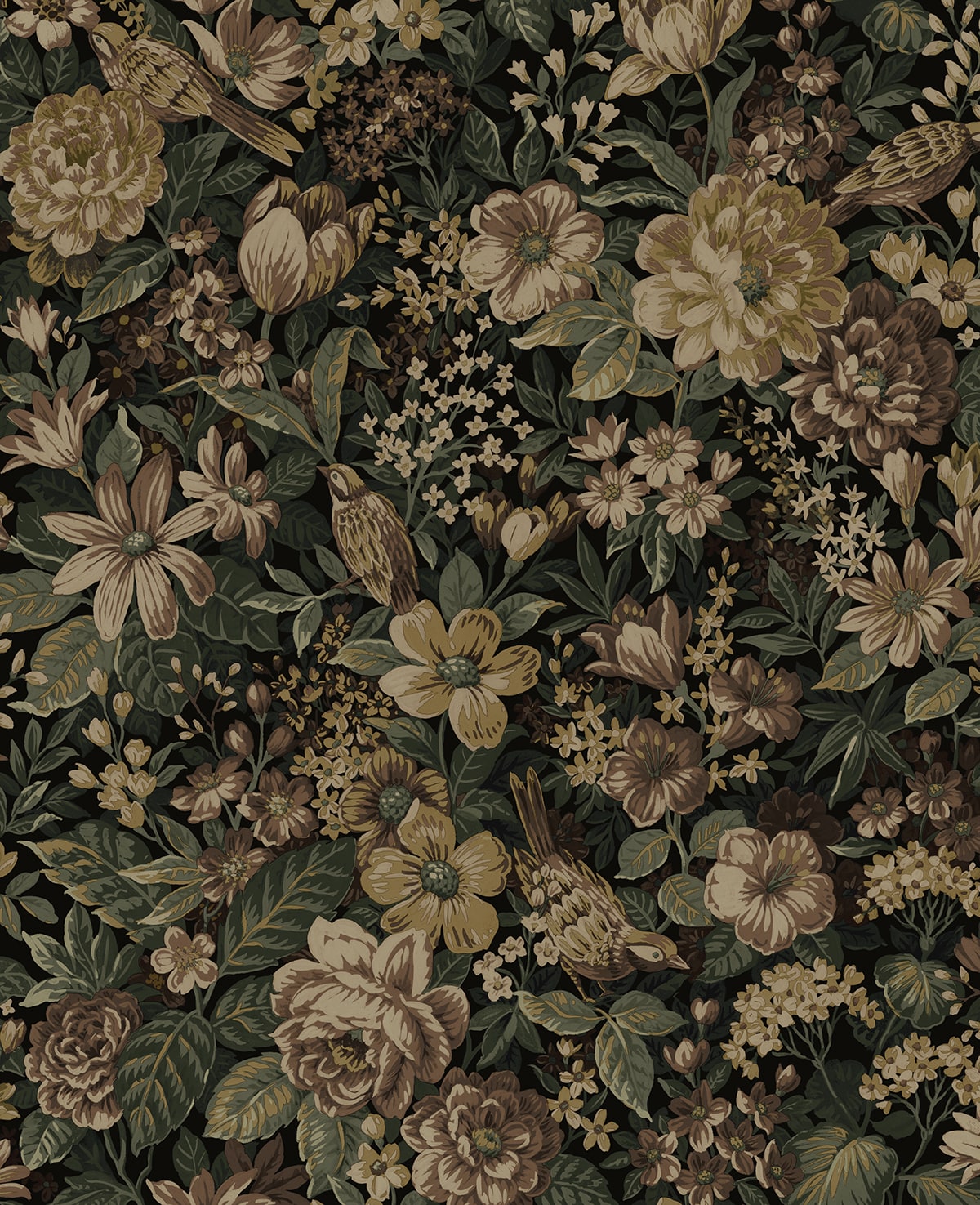 NextWall NextWall Peel & Stick Vintage Bird Garden Botanical Vintage Brown   - NW58505