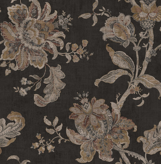 NextWall  Anelda Jacobean Floral Vintage Black   - NW59100
