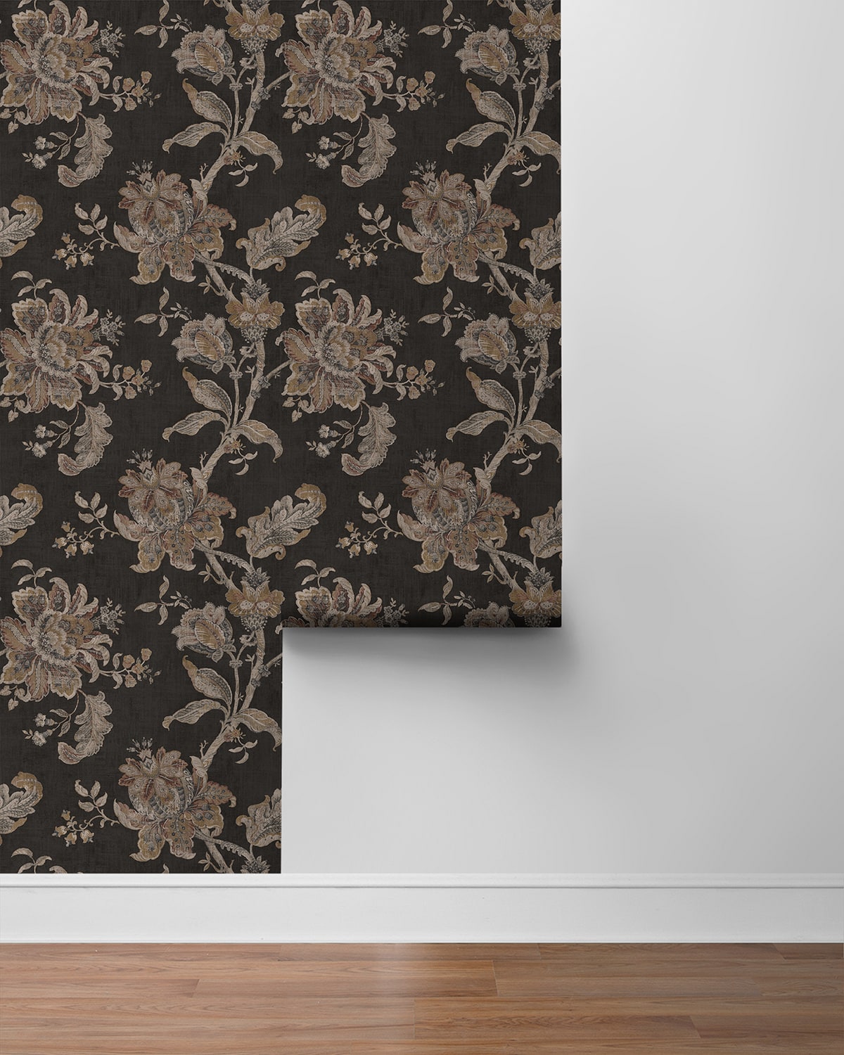 NextWall  Anelda Jacobean Floral Vintage Black   - NW59100