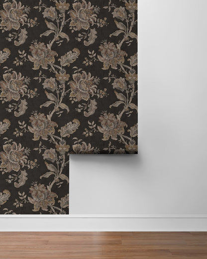 NextWall  Anelda Jacobean Floral Vintage Black   - NW59100