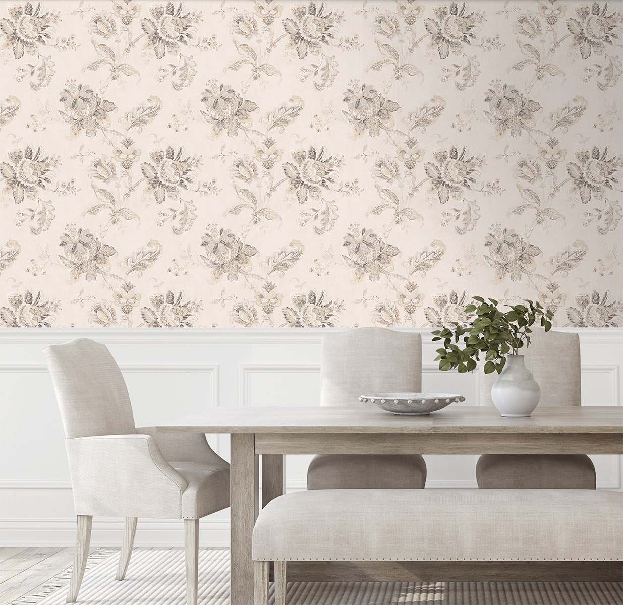 NextWall  Anelda Jacobean Floral Vintage Off-White   - NW59105
