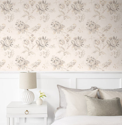 NextWall  Anelda Jacobean Floral Vintage Off-White   - NW59105