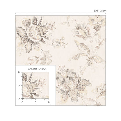 NextWall  Anelda Jacobean Floral Vintage Off-White   - NW59105