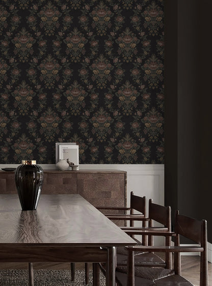 NextWall  Hasset Tapestry Floral Floral Vintage Black   - NW59200