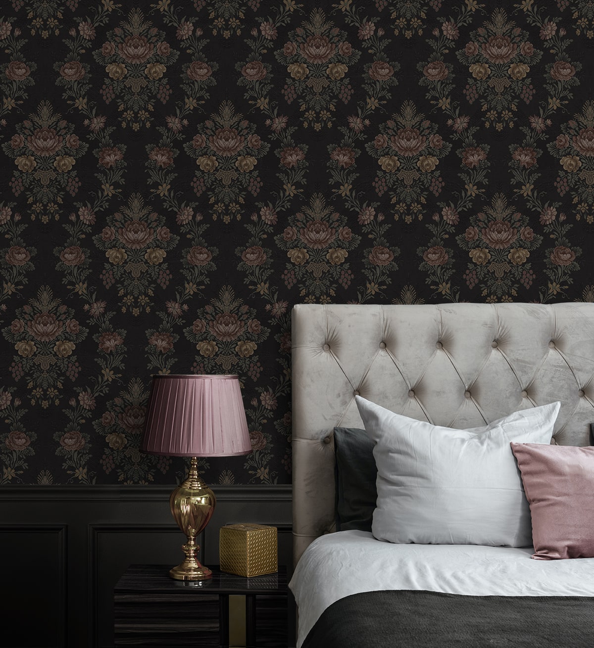 NextWall  Hasset Tapestry Floral Floral Vintage Black   - NW59200