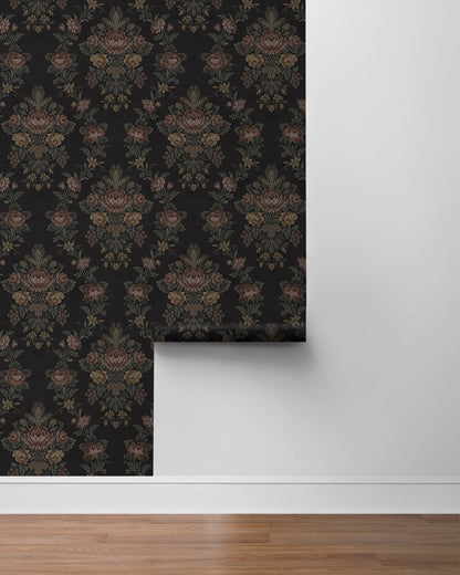 NextWall  Hasset Tapestry Floral Floral Vintage Black   - NW59200