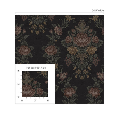 NextWall  Hasset Tapestry Floral Floral Vintage Black   - NW59200