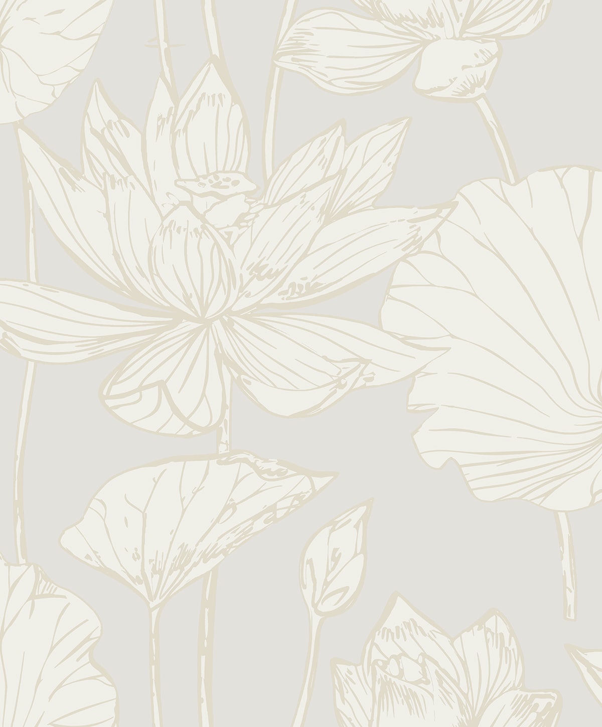 NextWall  Lotus Garden Floral Floral Contemporary Off-White   - NW59700