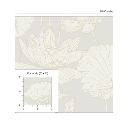 NextWall  Lotus Garden Floral Floral Contemporary Off-White   - NW59700