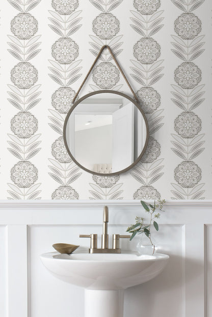 NextWall  Folk Flowers Floral Contemporary Off-White   - NW59900