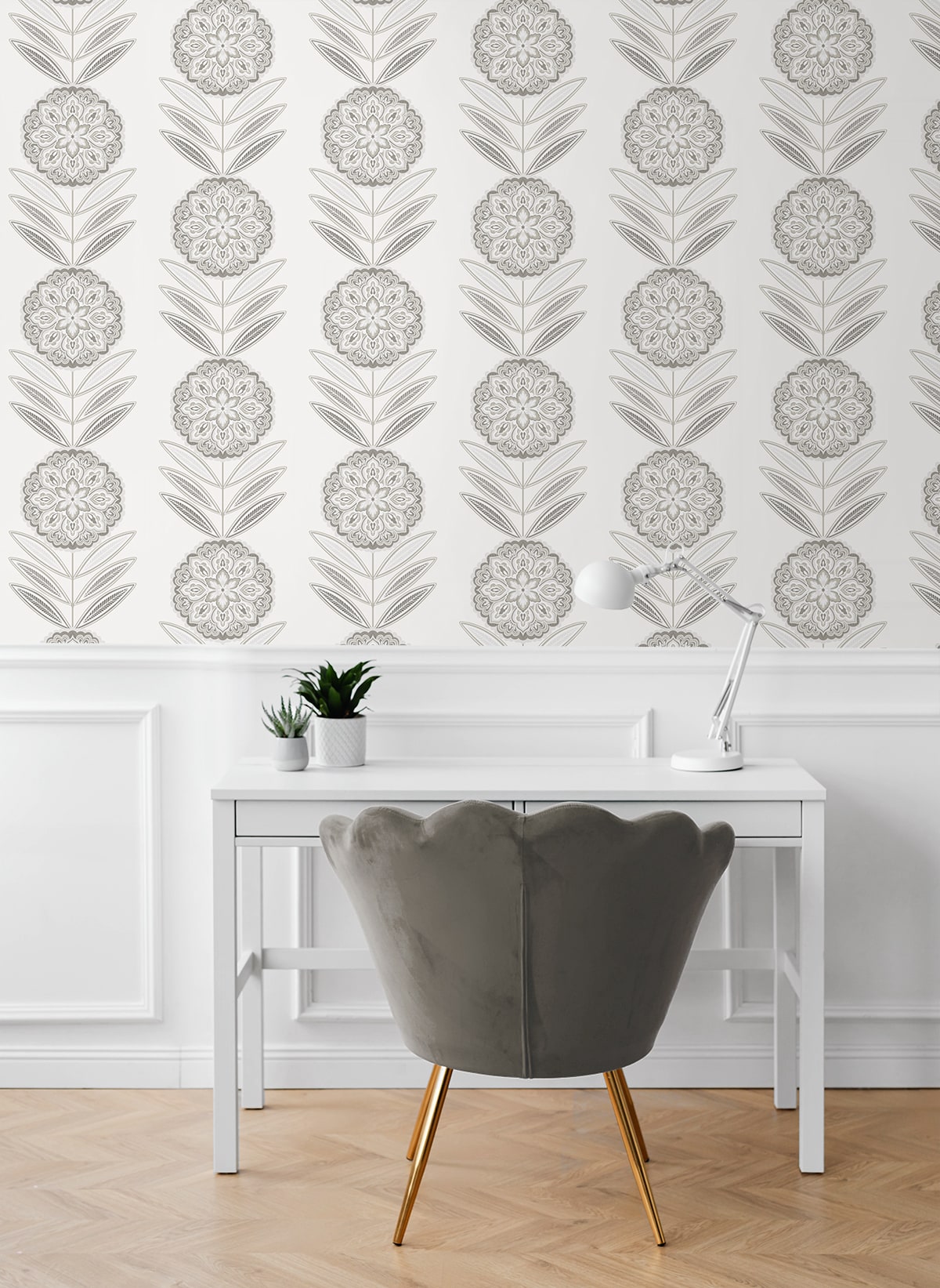 NextWall  Folk Flowers Floral Contemporary Off-White   - NW59900