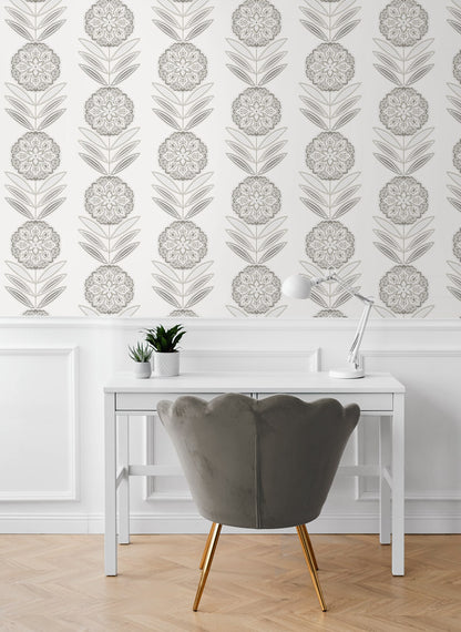 NextWall  Folk Flowers Floral Contemporary Off-White   - NW59900