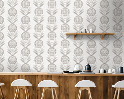 NextWall  Folk Flowers Floral Contemporary Off-White   - NW59900