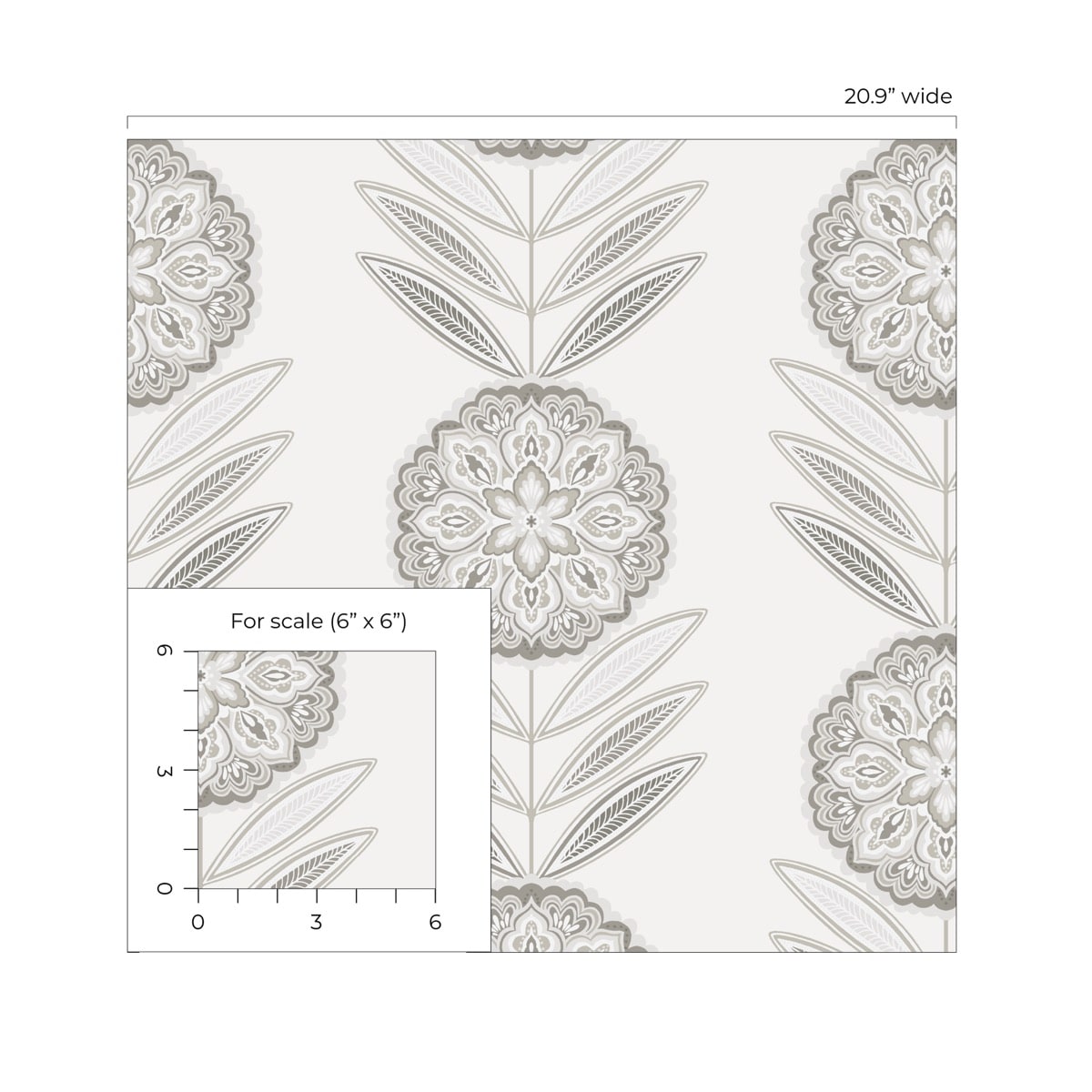 NextWall  Folk Flowers Floral Contemporary Off-White   - NW59900