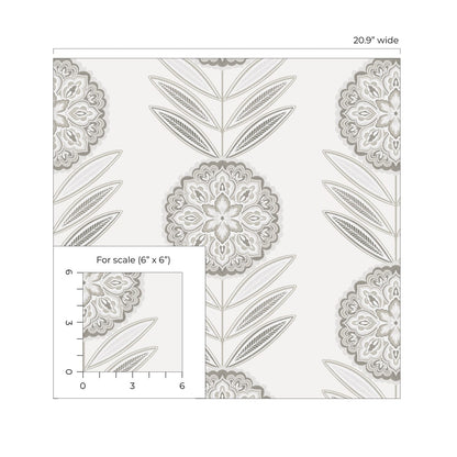 NextWall  Folk Flowers Floral Contemporary Off-White   - NW59900