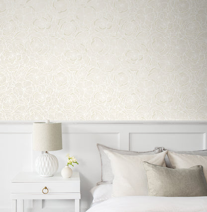 NextWall  Camellia Floral Floral Contemporary Off-White   - NW60000