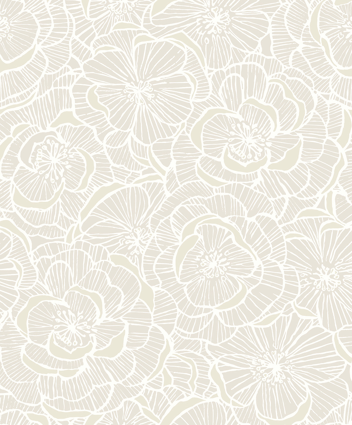 NextWall  Camellia Floral Floral Contemporary Off-White   - NW60000