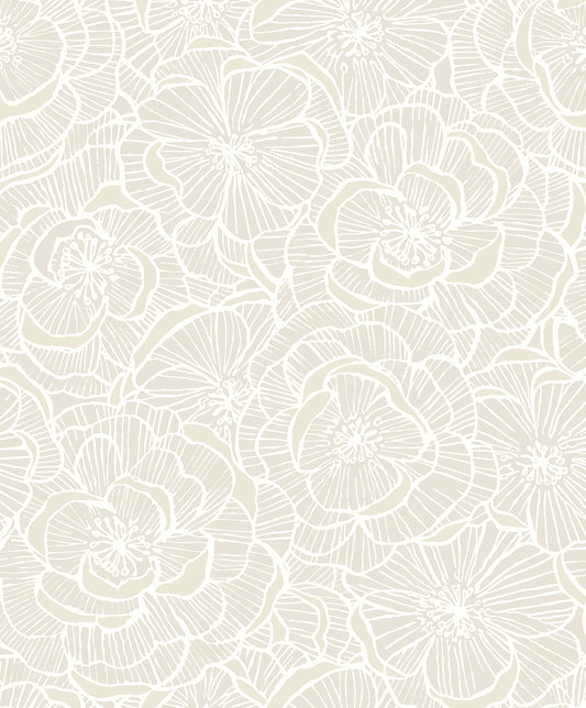 NextWall  Camellia Floral Floral Contemporary Off-White   - NW60000