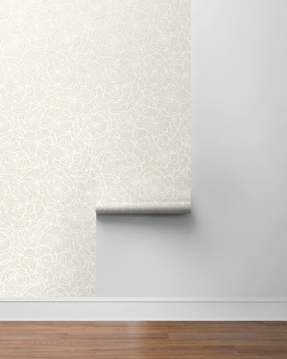 NextWall  Camellia Floral Floral Contemporary Off-White   - NW60000