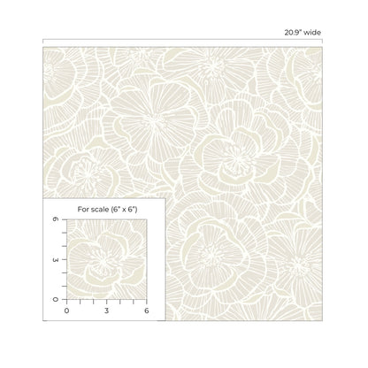 NextWall  Camellia Floral Floral Contemporary Off-White   - NW60000