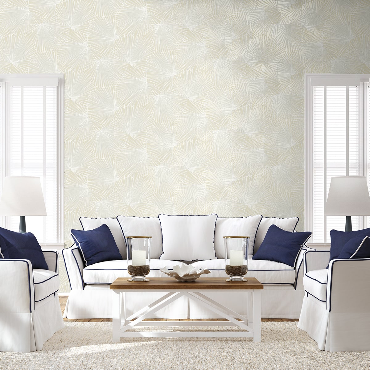 NextWall  Palmate Leaf Frond Botanical Coastal Off-White   - NW60100