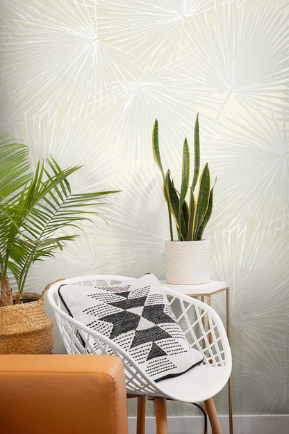 NextWall  Palmate Leaf Frond Botanical Coastal Off-White   - NW60100