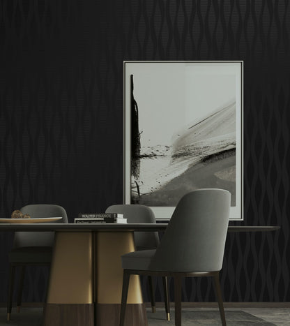 NextWall  Ikat Ellipse Geometric Contemporary Black   - NW60200