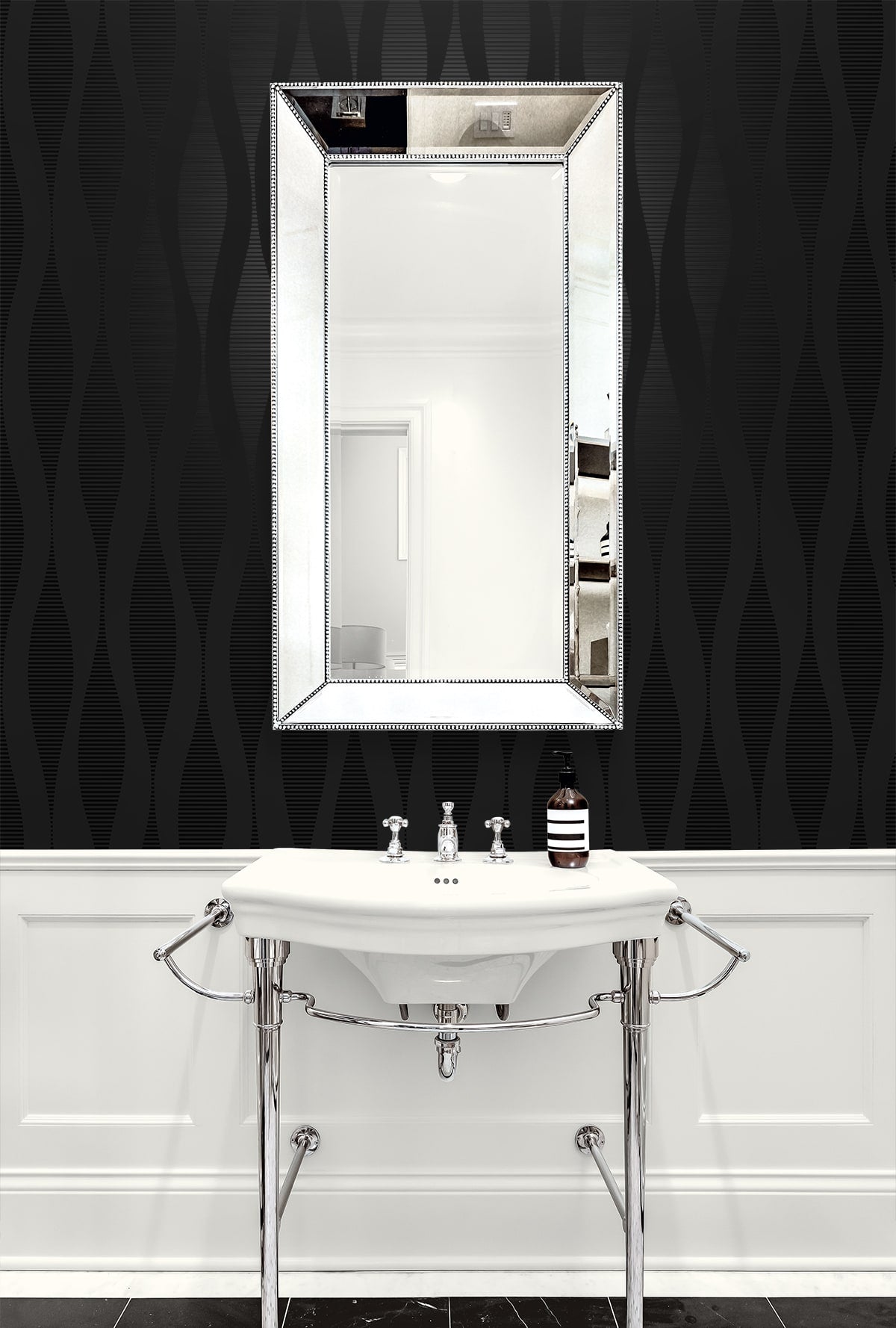 NextWall  Ikat Ellipse Geometric Contemporary Black   - NW60200