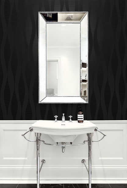 NextWall  Ikat Ellipse Geometric Contemporary Black   - NW60200