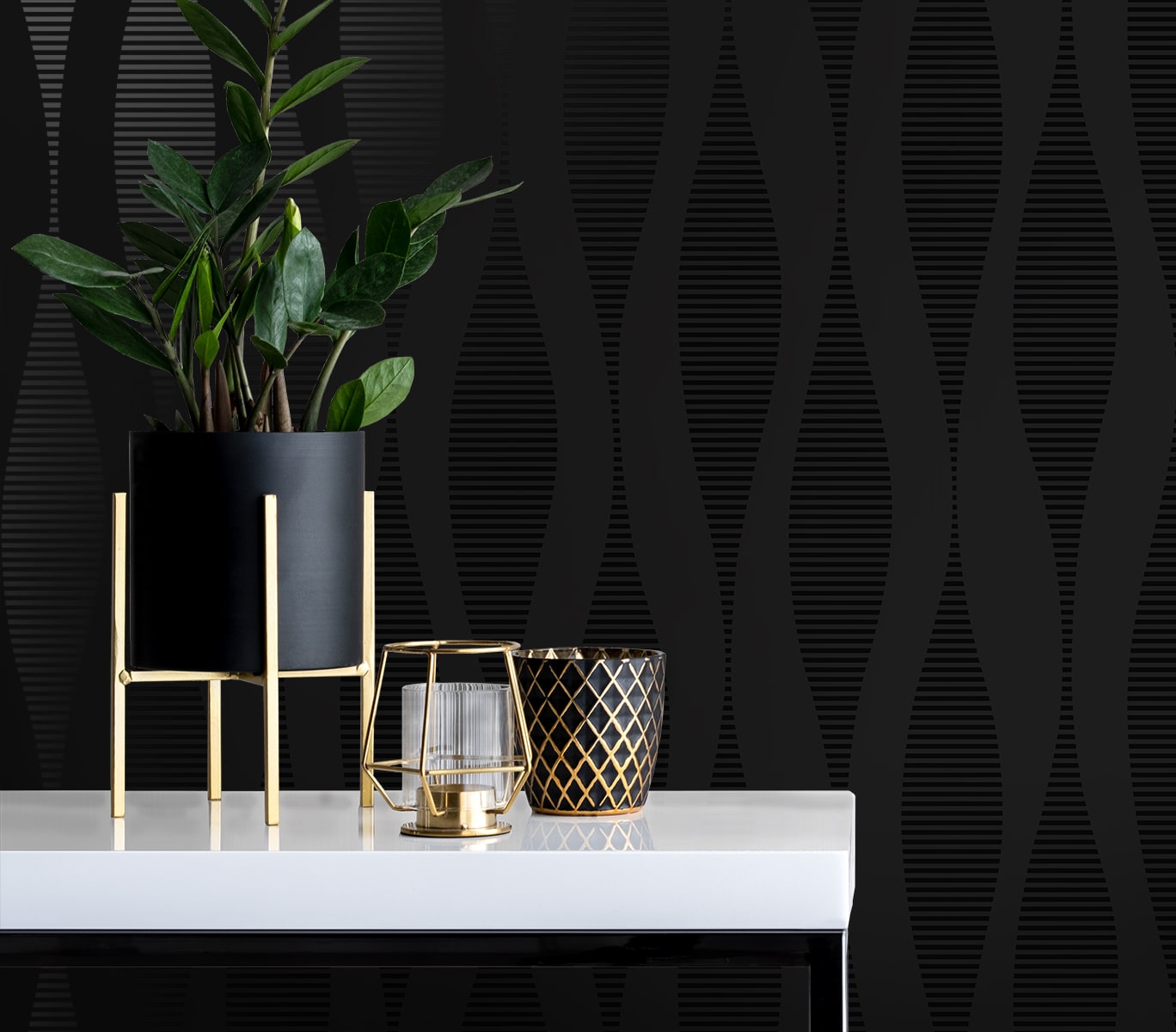 NextWall  Ikat Ellipse Geometric Contemporary Black   - NW60200