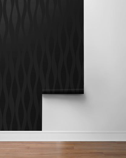 NextWall  Ikat Ellipse Geometric Contemporary Black   - NW60200