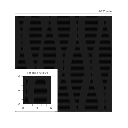 NextWall  Ikat Ellipse Geometric Contemporary Black   - NW60200