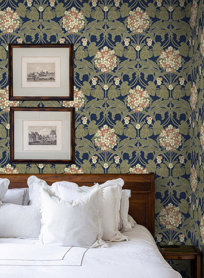 NextWall  Hydrangea Floral Floral Vintage Blue   - NW60402