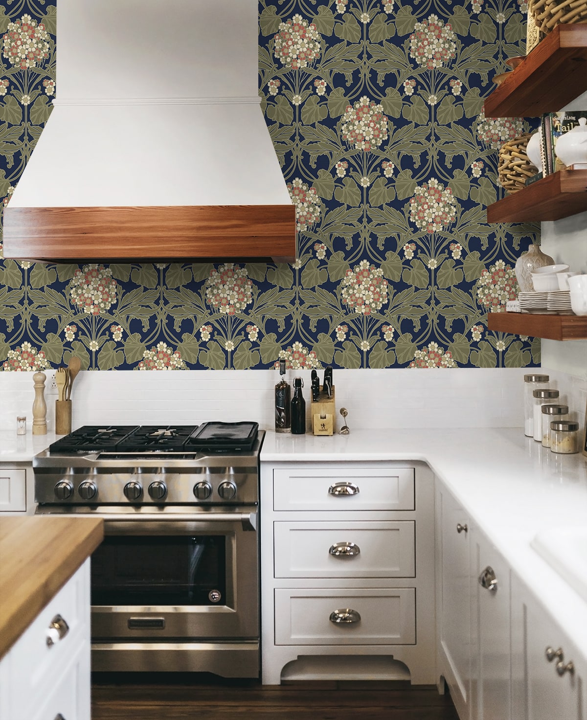 NextWall  Hydrangea Floral Floral Vintage Blue   - NW60402