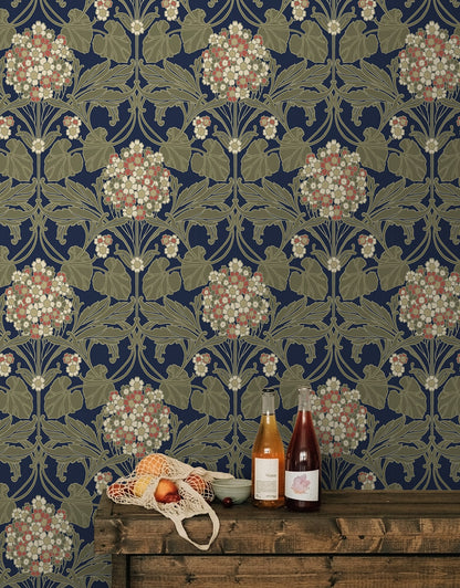 NextWall  Hydrangea Floral Floral Vintage Blue   - NW60402