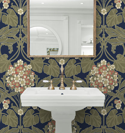 NextWall  Hydrangea Floral Floral Vintage Blue   - NW60402