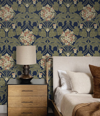 NextWall  Hydrangea Floral Floral Vintage Blue   - NW60402