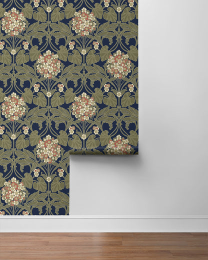 NextWall  Hydrangea Floral Floral Vintage Blue   - NW60402