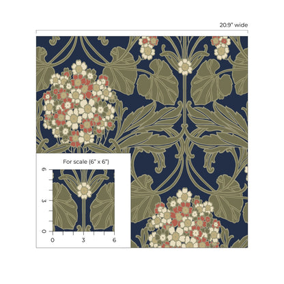 NextWall  Hydrangea Floral Floral Vintage Blue   - NW60402