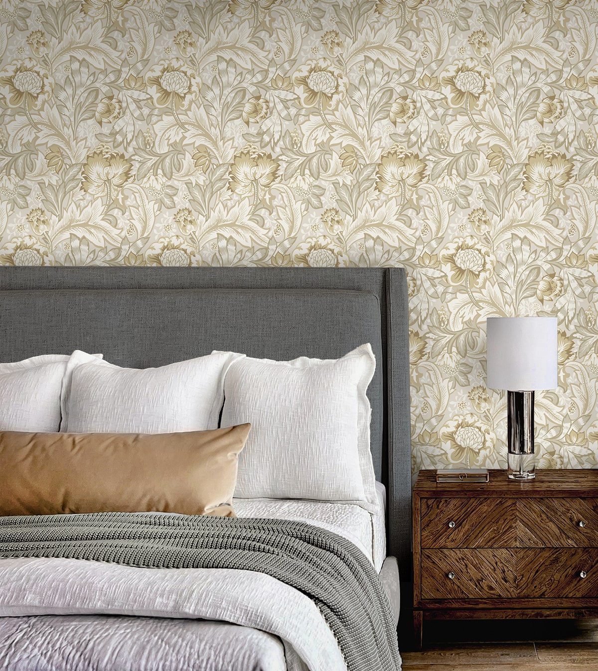 NextWall  Acanthus Garden Floral Floral Vintage Beige   - NW60507