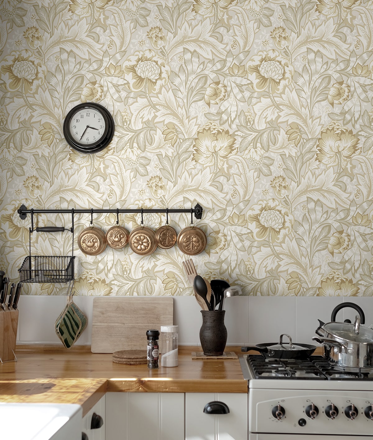 NextWall  Acanthus Garden Floral Floral Vintage Beige   - NW60507