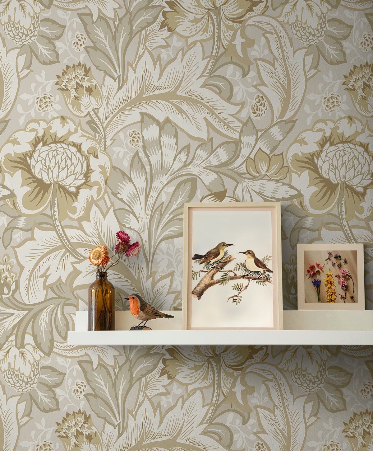 NextWall  Acanthus Garden Floral Floral Vintage Beige   - NW60507