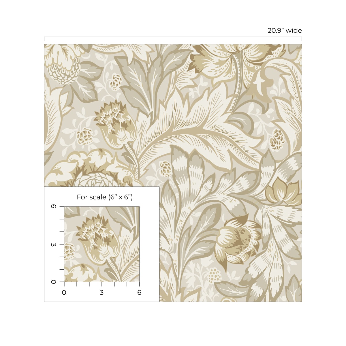 NextWall  Acanthus Garden Floral Floral Vintage Beige   - NW60507