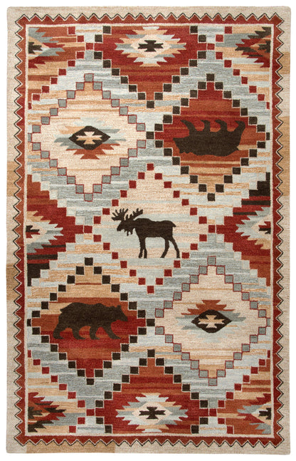 Rug, rustic lodge style, 8' x 10'.