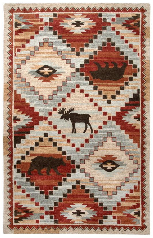 Rug, rustic lodge style, 8' x 10'.