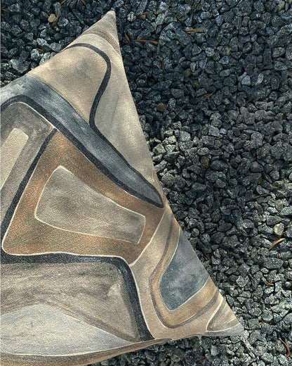 D.V. KAP Home Piero decorative throw pillow 24×24 in Cafe color featuring abstract pattern, luxury designer accent pillow