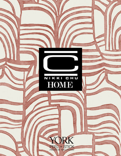 York Wallcoverings Nikki Chu Premium Peel + Stick Featherwork Red Premium Peel + Stick Wallpaper Modern Bohemian Reds  Wallpaper - PSW1657RL