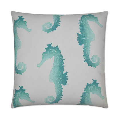 D.V. KAP HOME   22" x 22" Outdoor Seahorse Pillow - Turquoise     - OD-119-T-2222