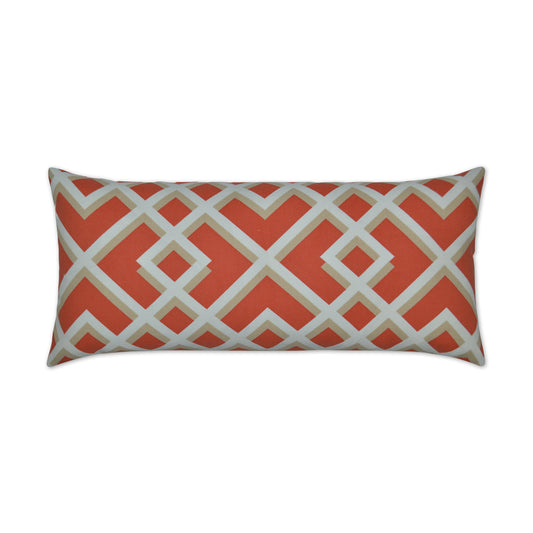 D.V. KAP HOME   12" x 24" Outdoor Pergola Lumbar Pillow - Coral Lattice Trellis    - OD-188-C-1224
