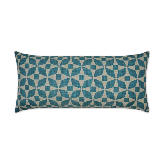 D.V. KAP HOME   12" x 24" Outdoor Marquee Lumbar Pillow - Turquoise Geometric    - OD-202-T-1224